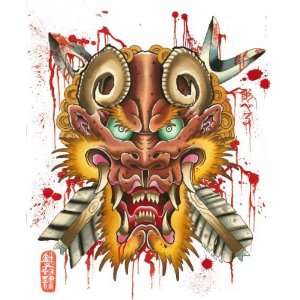  Oni by Aaron Bell Tattoo Art Canvas Giclee Print