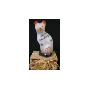   Halloween Fenton 5 Stylized Cat Sand carved with Spiders & Pumpkins
