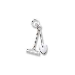  Rake and Shovel Charm in White Gold Jewelry