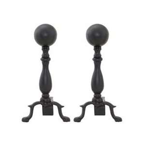  Black Ball Andirons, pair