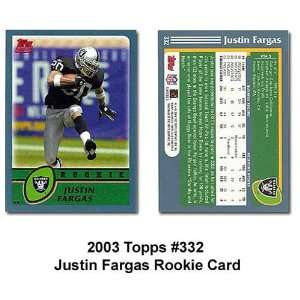 Topps Oakland Raiders Justin Fargas 2003 Rookie Trading Card  