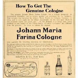  1907 Ad Johann Maria Farina Cologne Schieffelin Germany 