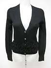 CHLOE Black Cotton Knit Button Up V Neck Long Sleeve Cardigan Top 