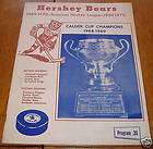 AHL hershey bears program oct 18 1969 vs providence