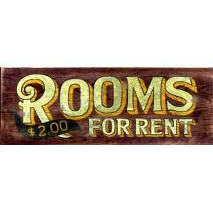  Rooms for Rent Vintage Style Wooden Sign