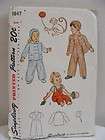 Vtg 1940s Simplicity Baby Jacket Hat Overalls Jumper Sewing Pattern 