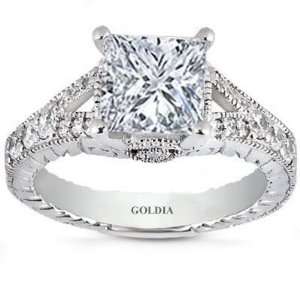   Antique Vintage Princess Diamond White Gold Engagement Ring Jewelry