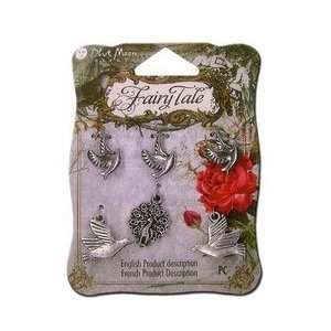   Moon Beads   Fairy Tale   Metal Jewelry Charm   Birds   Antique Silver