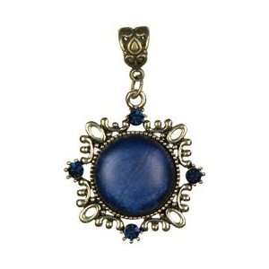 Cousin Beads Jewelry Basics Metal Pendant 1/Pkg Antique Gold W/Blue 