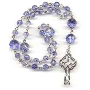  Anglican Rosary   Blueberry Quartz, Sterling Cross 