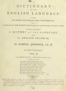 dictionary of the english language vol i a k 1136 pages 1799 vol 2 l z 