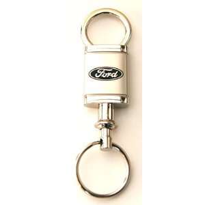  Ford Logo Satin Chrome Valet Keychain with Detachable Ring 