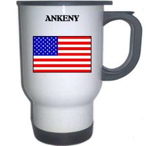  US Flag   Ankeny, Iowa (IA) White Stainless Steel Mug 