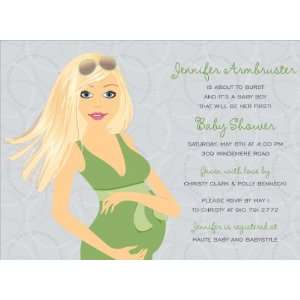    Preggers Olive   Blonde Baby Shower Invitations