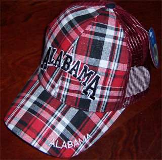 Alabama Crimson Tide Plaid Cap AL Football Fan Golf Hat Bama Ball Caps 