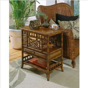    Designers Edge Wood and Rattan Side Table Furniture & Decor