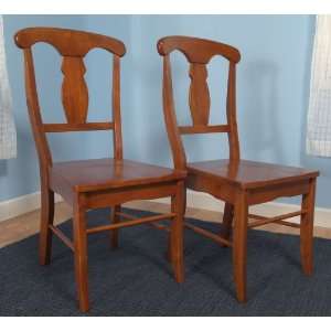  Set of 2 Oak Finish Empire Dining Chairs