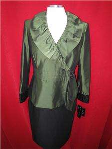 NIPON BOTIQUE SKIRT SUIT/GREEN/ BLACK/SIZE12/$320/SPECIAL OCCASION 