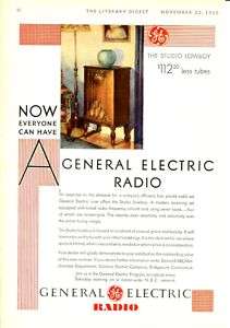 1930 G.E. Floor Radio STUDIO LOWBOY Color Vintage Ad  