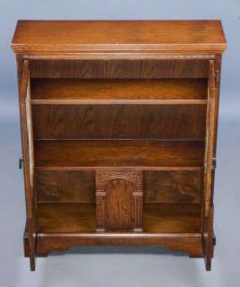 English Antique Style Oak Linenfold Bookcase  