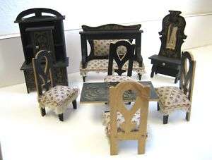 Antique French Miniature Doll House MIB furniture set  
