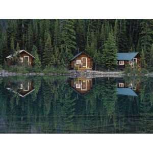  Lake Ohara Lodge Cabins Reflected on the Surface of Lake 