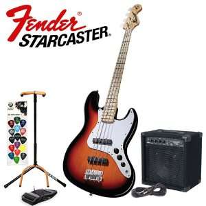 Fender Starcaster Jazz Bass 3 Tone Sunburst Electric Bass 