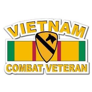 US Army 1st Cavalry Division Vietnam Combat Veteran with Ribbon Decal 
