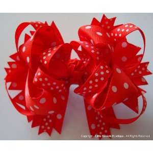  Bowtique Funky Bow   Red with White Dots 
