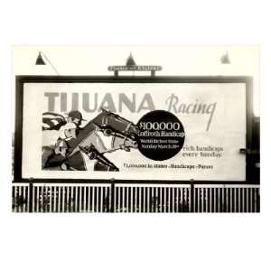  Horse Racing Billboard, Tijuana Giclee Poster Print, 32x24 