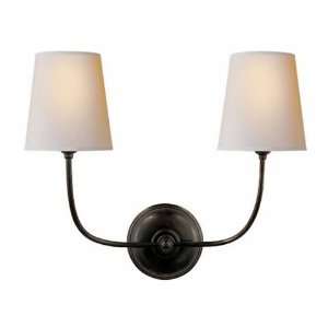  Vendome Double Sconce in Bronze with Natural Paper Shade 