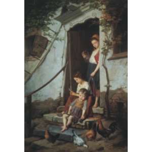    On The Cottage Steps   Theodore Gerard 16x24 CANVAS