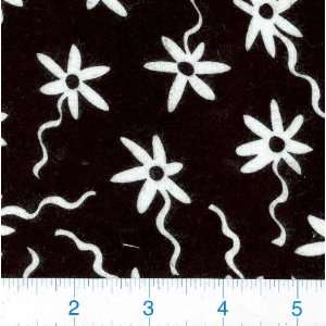  45 Wide Flannel Dizzy Daisies Black Fabric By The Yard 