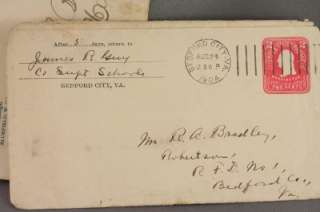 Vintage Paper Bedford City VA RFD Postal Covers 1904  