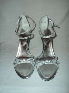 GUESS Strappy Silver Sandals With Bow Heels 9.5 $89.00  