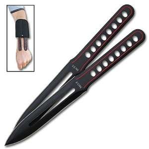  Stealth Throwing Knife Set   2 Knives with Wrist Sheath 
