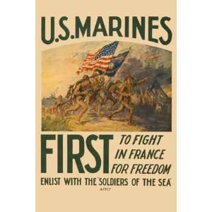  U.S. Marines   First to fight in France for Freedom 20x30 