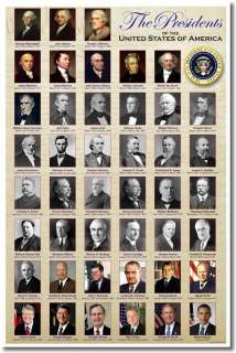 Presidents of United States of America HISTORY POSTER  