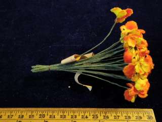   Millinery Flower 7/8 Velvet Pansy Lot of24 Orange and Yellow NC7