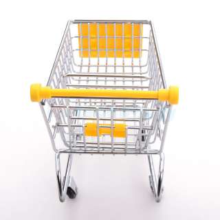 New Mini Shopping Cart Desk Holder Metal Basket Organizer Accessory 
