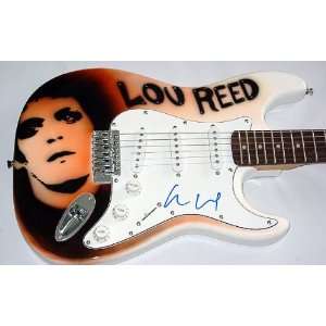  Lou Reed Autographed Signed Airbrush Guitar & Proof PSA 