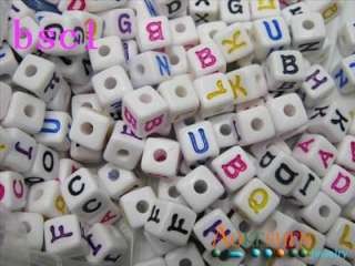 Loose 12mm White Cube Alphabet Letter Charm Beads bsc1  