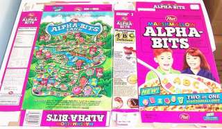 This is for one 1994 Marshmallow Alpha Bits Cereal Box. Box is 