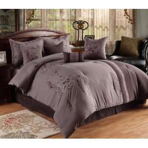  ARABESQUE PLUM &LAVENDER OVER SIZED 8 PIECE COMFORTER SET 