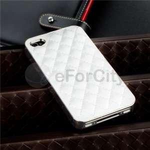   Leather Hard Chrome Case Cover For Sprint Verizon iPhone 4 4G 4S S