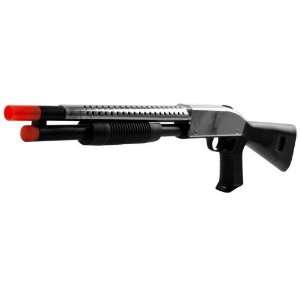  Airsoft Pump Action Rapid Fire Shotgun (Black & Chrome 