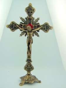 Bronze Standing Altar Church Chapel Cross Crucifix Home  