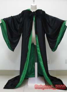 Black Green Cape Hooded Cloak Wizard Robes Costumes  