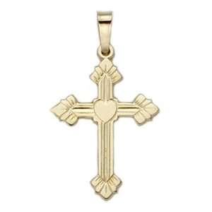 14K Yellow GoldCross Pendant in a Point Ends Design Jewelry Crosses 