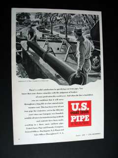 US Cast Iron Pipe Paul Laune painting 1950 print Ad  